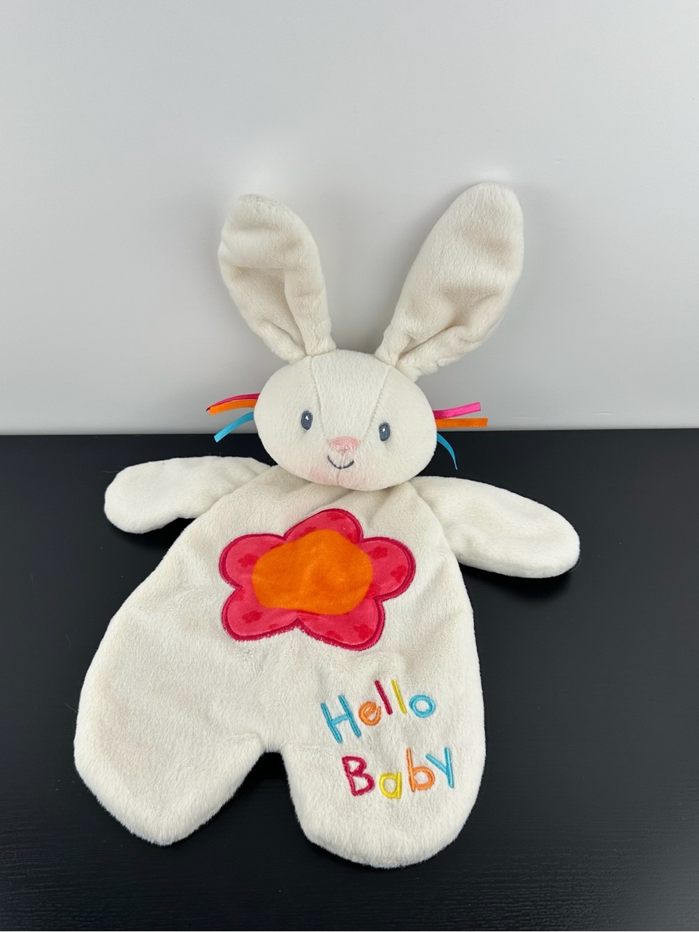 Gund RARE Hello Baby Flora Activity Lovey Puppet Bunny Rabbit 11” Plush Blanket